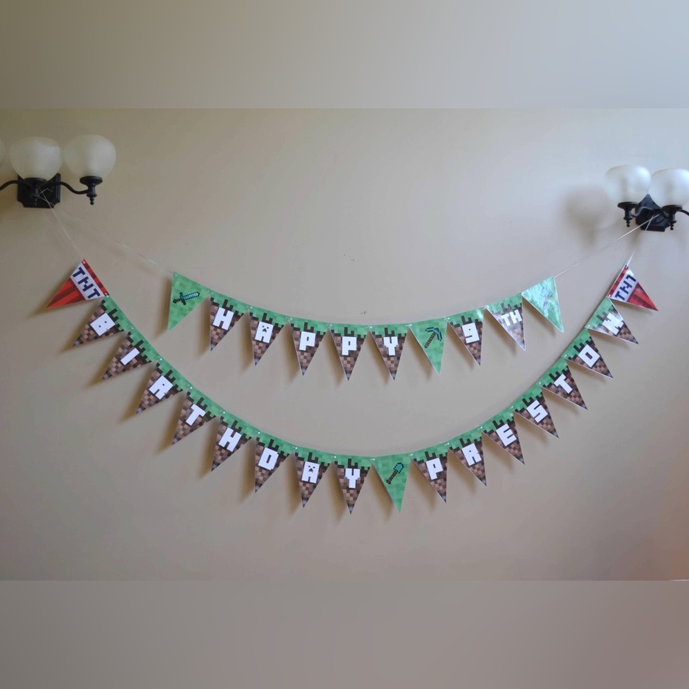 Minecraft themed happy birthday banner